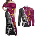personalised-warriors-and-broncos-rugby-couples-matching-off-shoulder-maxi-dress-and-long-sleeve-button-shirts-2023-together-sporty-style