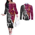 personalised-warriors-and-broncos-rugby-couples-matching-off-the-shoulder-long-sleeve-dress-and-long-sleeve-button-shirts-2023-together-sporty-style