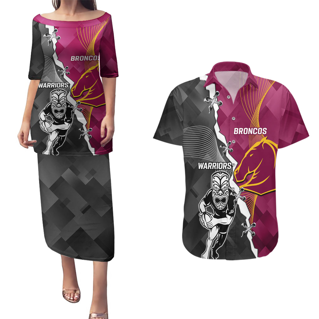 personalised-warriors-and-broncos-rugby-couples-matching-puletasi-dress-and-hawaiian-shirt-2023-together-sporty-style