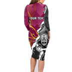 personalised-warriors-and-broncos-rugby-family-matching-long-sleeve-bodycon-dress-and-hawaiian-shirt-2023-together-sporty-style