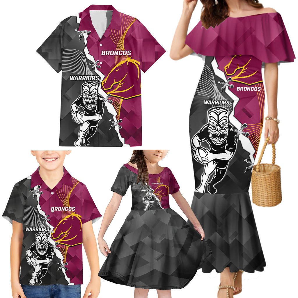 personalised-warriors-and-broncos-rugby-family-matching-mermaid-dress-and-hawaiian-shirt-2023-together-sporty-style