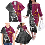 personalised-warriors-and-broncos-rugby-family-matching-off-shoulder-long-sleeve-dress-and-hawaiian-shirt-2023-together-sporty-style