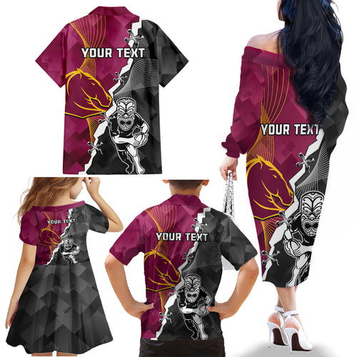 personalised-warriors-and-broncos-rugby-family-matching-off-shoulder-long-sleeve-dress-and-hawaiian-shirt-2023-together-sporty-style