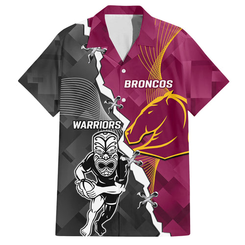 personalised-warriors-and-broncos-rugby-family-matching-off-shoulder-maxi-dress-and-hawaiian-shirt-2023-together-sporty-style