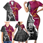 personalised-warriors-and-broncos-rugby-family-matching-short-sleeve-bodycon-dress-and-hawaiian-shirt-2023-together-sporty-style