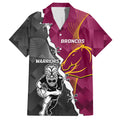 personalised-warriors-and-broncos-rugby-family-matching-short-sleeve-bodycon-dress-and-hawaiian-shirt-2023-together-sporty-style