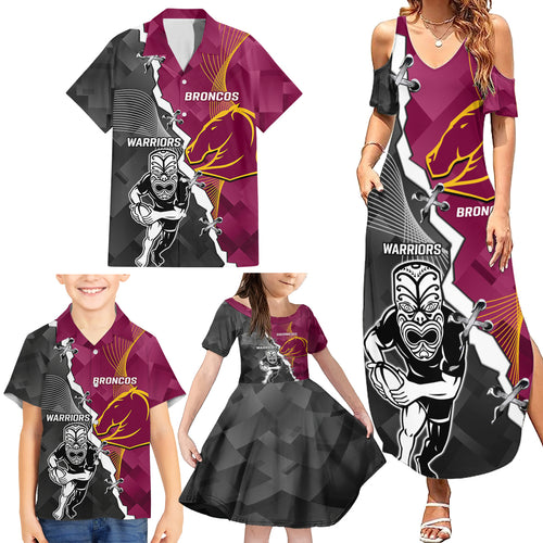 personalised-warriors-and-broncos-rugby-family-matching-summer-maxi-dress-and-hawaiian-shirt-2023-together-sporty-style