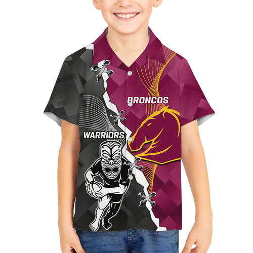 personalised-warriors-and-broncos-rugby-family-matching-summer-maxi-dress-and-hawaiian-shirt-2023-together-sporty-style