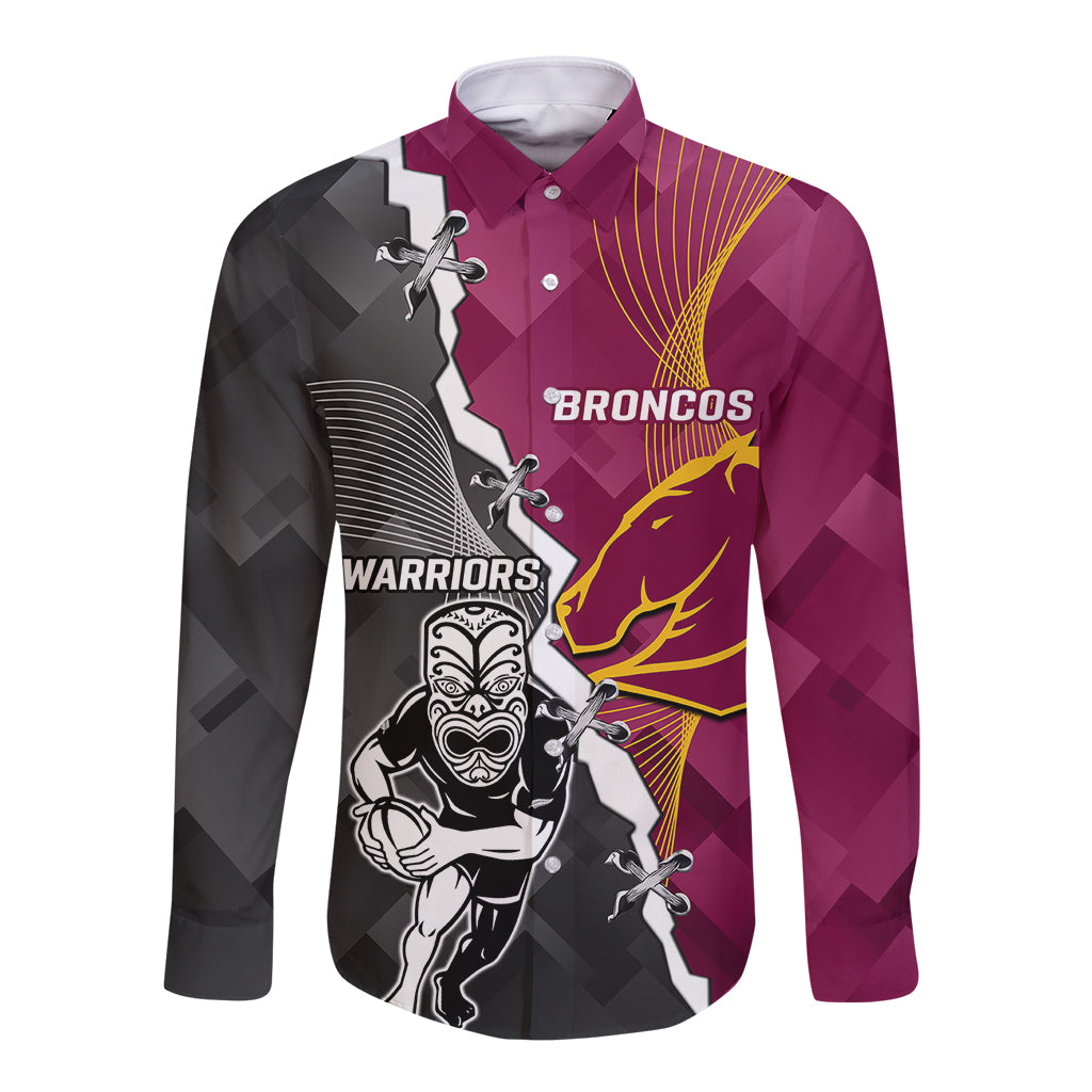 personalised-warriors-and-broncos-rugby-long-sleeve-button-shirt-2023-together-sporty-style