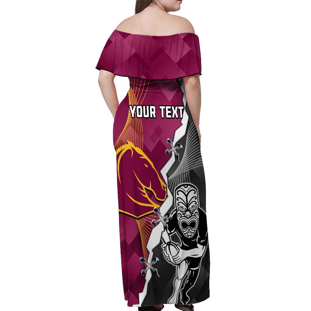 personalised-warriors-and-broncos-rugby-off-shoulder-maxi-dress-2023-together-sporty-style
