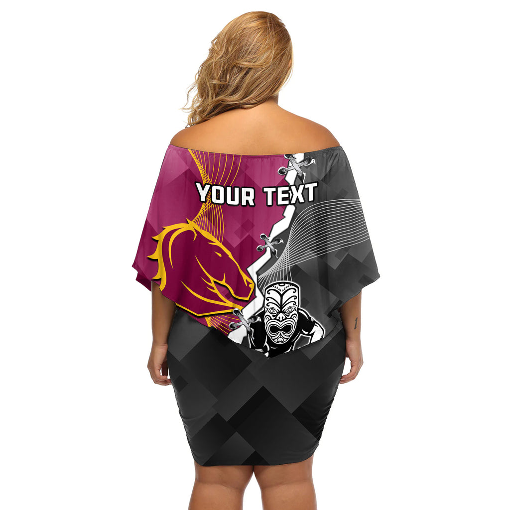 personalised-warriors-and-broncos-rugby-off-shoulder-short-dress-2023-together-sporty-style