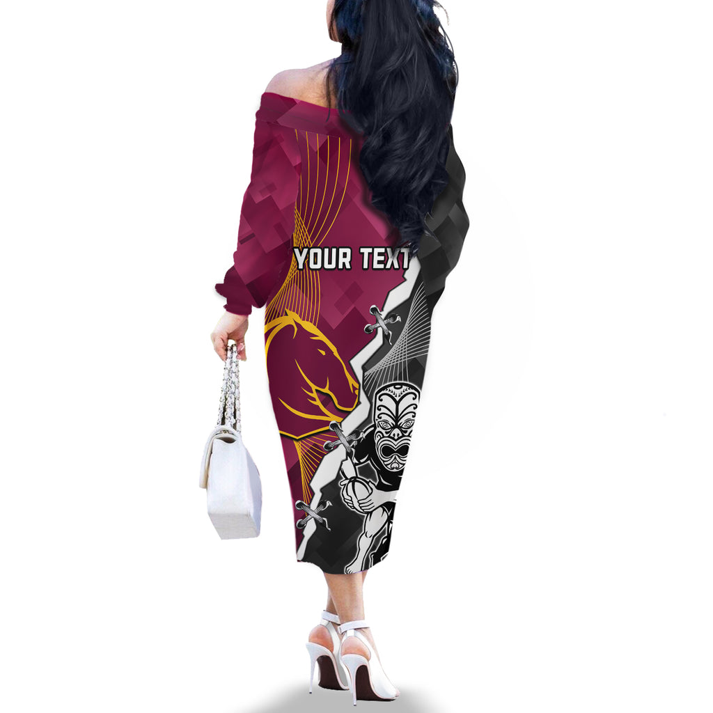 personalised-warriors-and-broncos-rugby-off-the-shoulder-long-sleeve-dress-2023-together-sporty-style