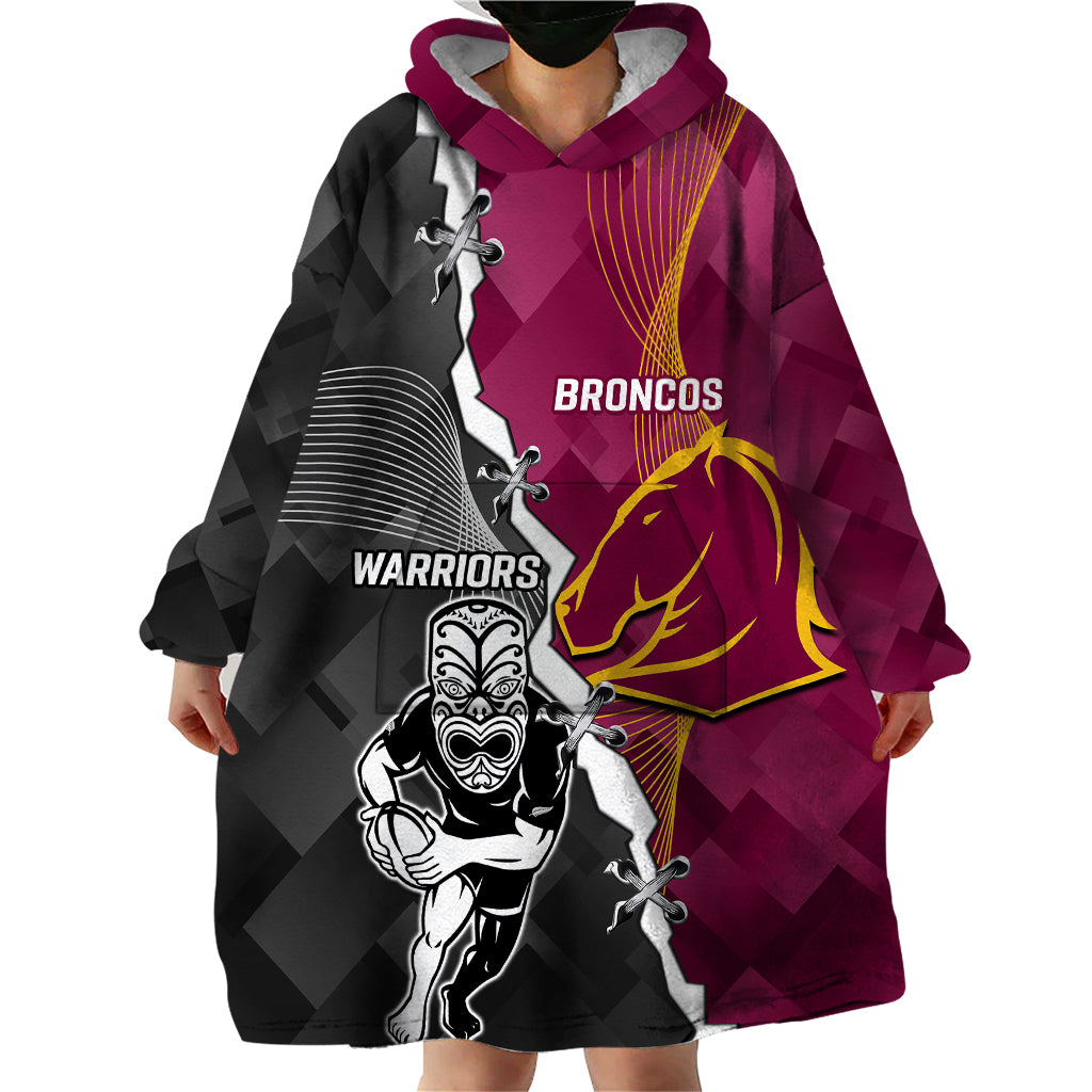 personalised-warriors-and-broncos-rugby-wearable-blanket-hoodie-2023-together-sporty-style