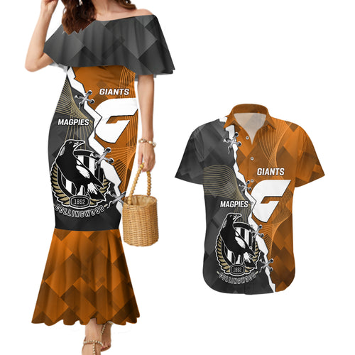 personalised-collingwood-and-giants-football-couples-matching-mermaid-dress-and-hawaiian-shirt-2023-together-sporty-style