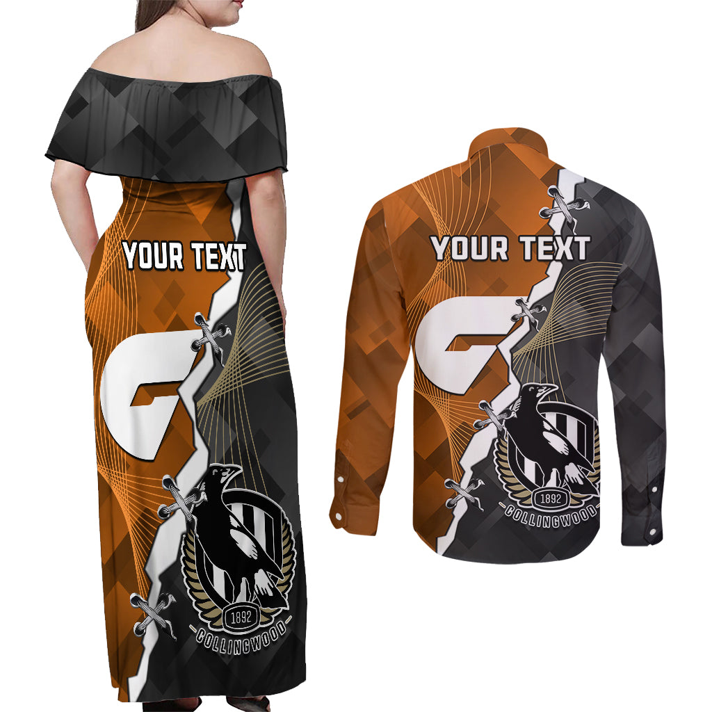 personalised-collingwood-and-giants-football-couples-matching-off-shoulder-maxi-dress-and-long-sleeve-button-shirts-2023-together-sporty-style