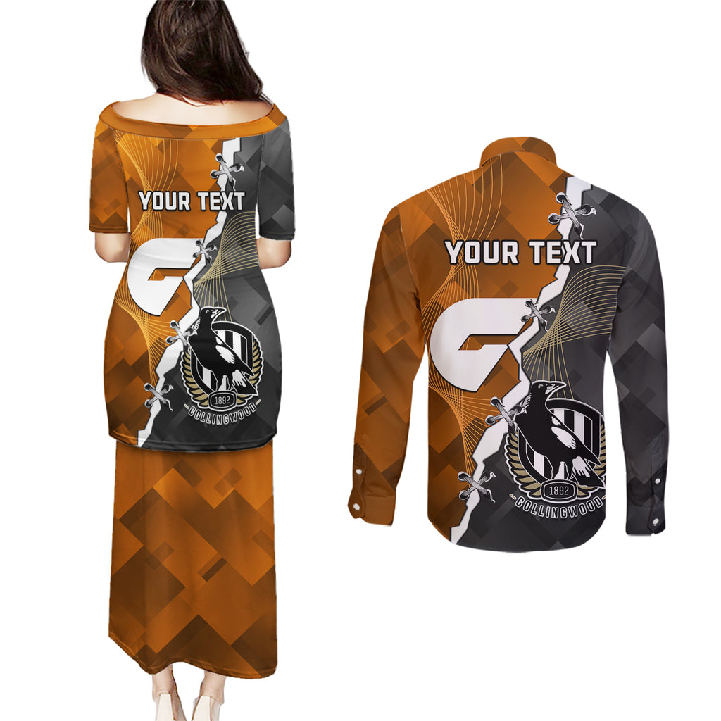 personalised-collingwood-and-giants-football-couples-matching-puletasi-dress-and-long-sleeve-button-shirts-2023-together-sporty-style