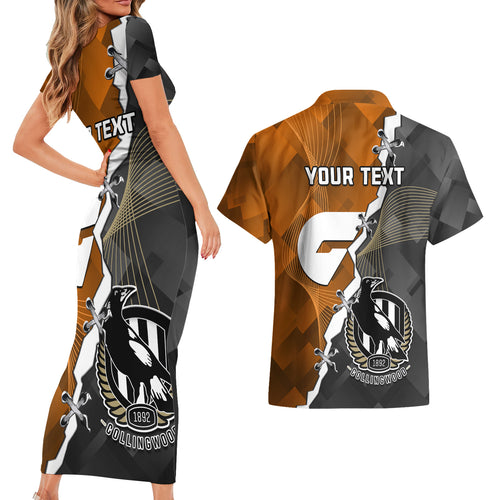 personalised-collingwood-and-giants-football-couples-matching-short-sleeve-bodycon-dress-and-hawaiian-shirt-2023-together-sporty-style