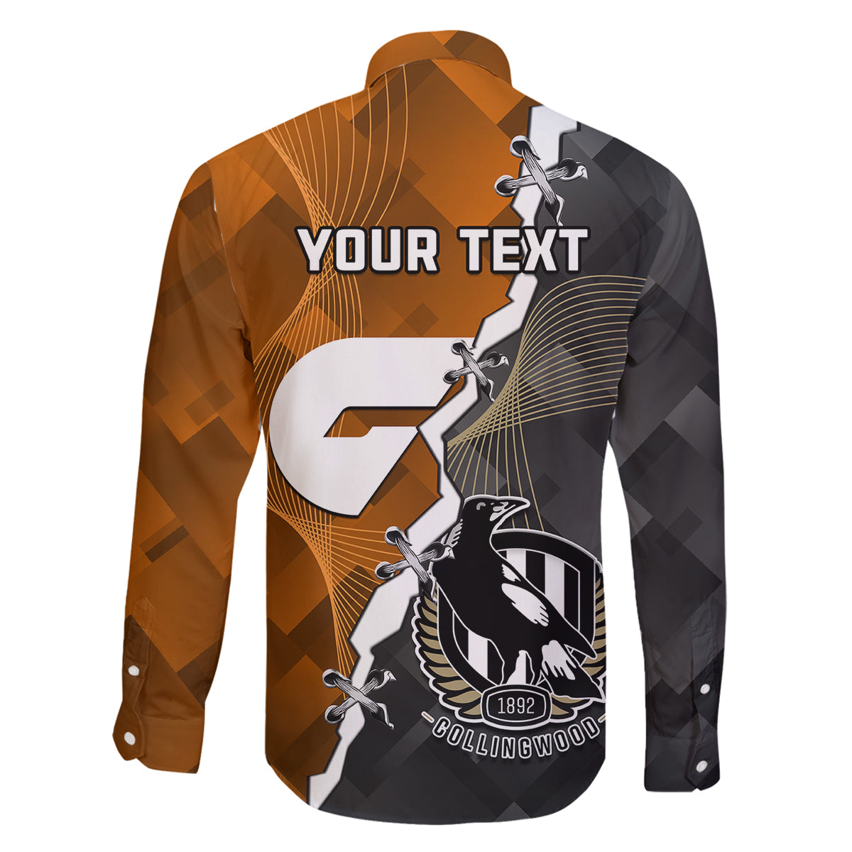 personalised-collingwood-and-giants-football-family-matching-long-sleeve-bodycon-dress-and-hawaiian-shirt-2023-together-sporty-style