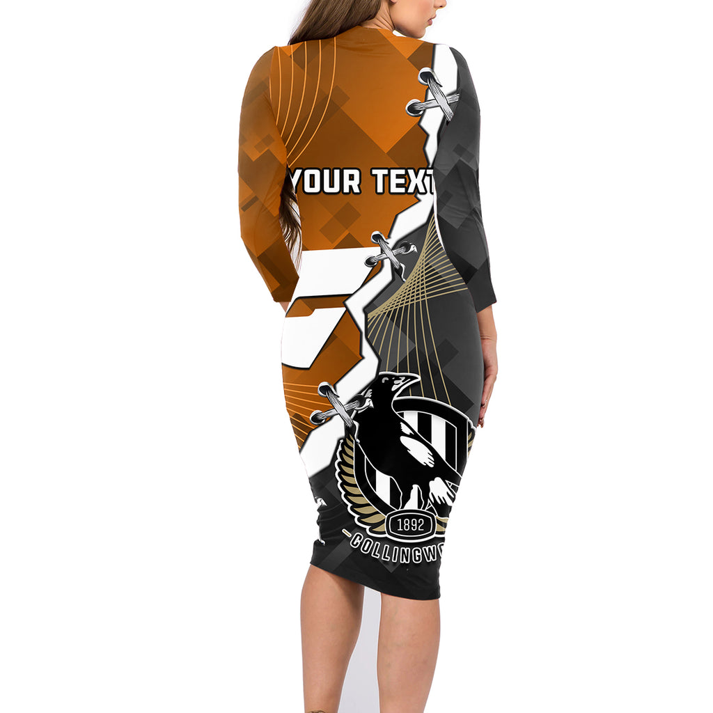 personalised-collingwood-and-giants-football-family-matching-long-sleeve-bodycon-dress-and-hawaiian-shirt-2023-together-sporty-style