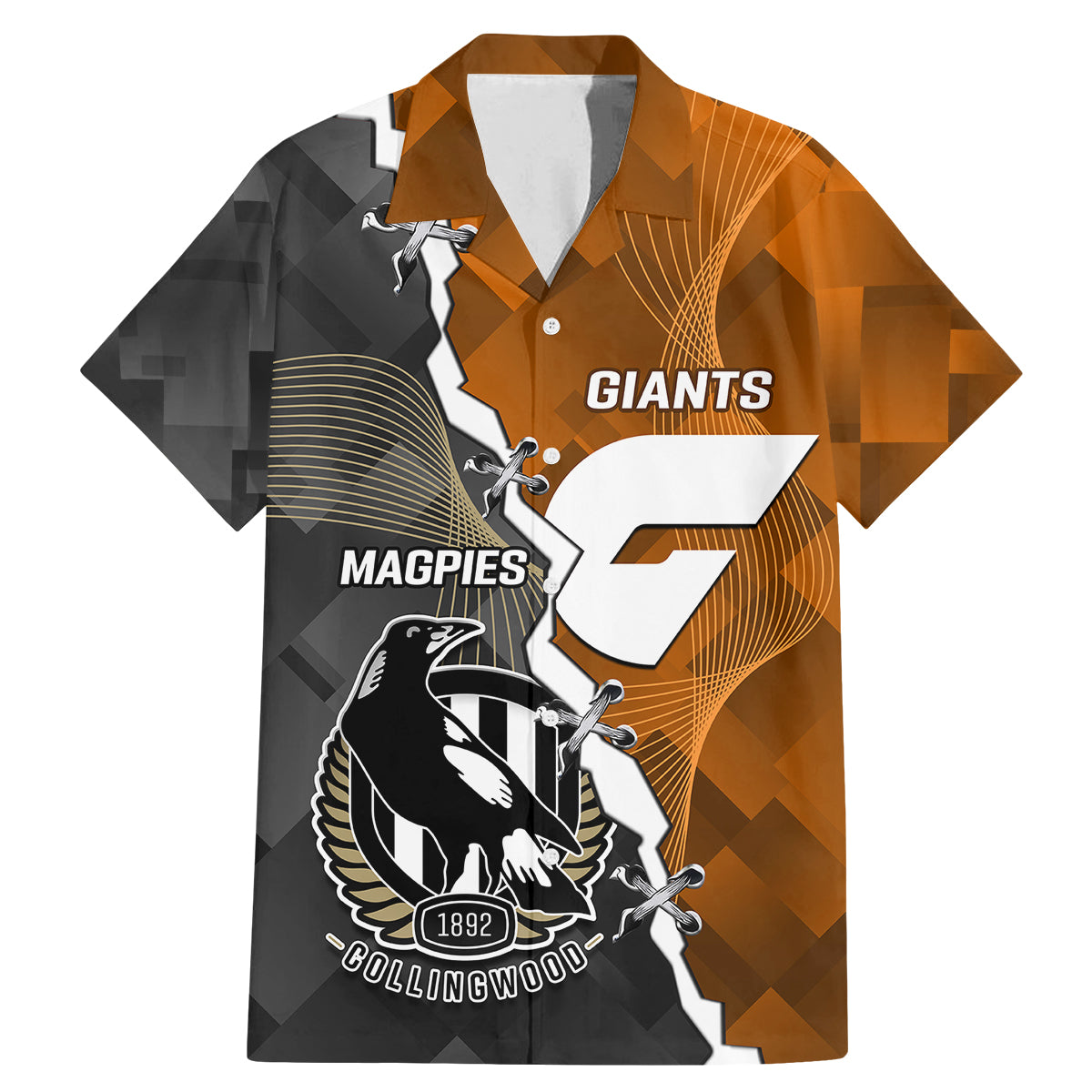 personalised-collingwood-and-giants-football-family-matching-mermaid-dress-and-hawaiian-shirt-2023-together-sporty-style