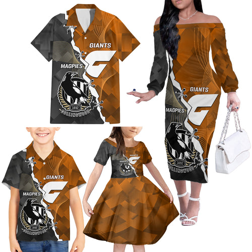 personalised-collingwood-and-giants-football-family-matching-off-shoulder-long-sleeve-dress-and-hawaiian-shirt-2023-together-sporty-style