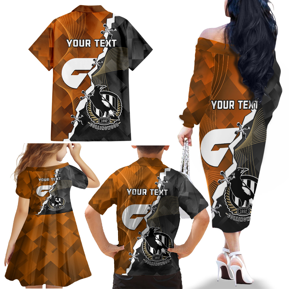 personalised-collingwood-and-giants-football-family-matching-off-shoulder-long-sleeve-dress-and-hawaiian-shirt-2023-together-sporty-style