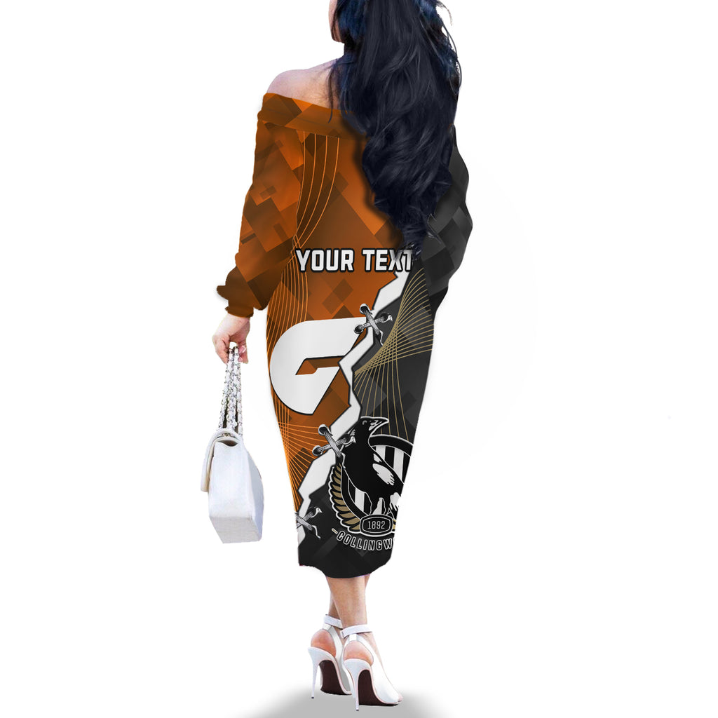 personalised-collingwood-and-giants-football-off-the-shoulder-long-sleeve-dress-2023-together-sporty-style