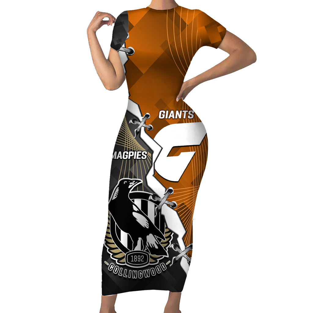personalised-collingwood-and-giants-football-short-sleeve-bodycon-dress-2023-together-sporty-style