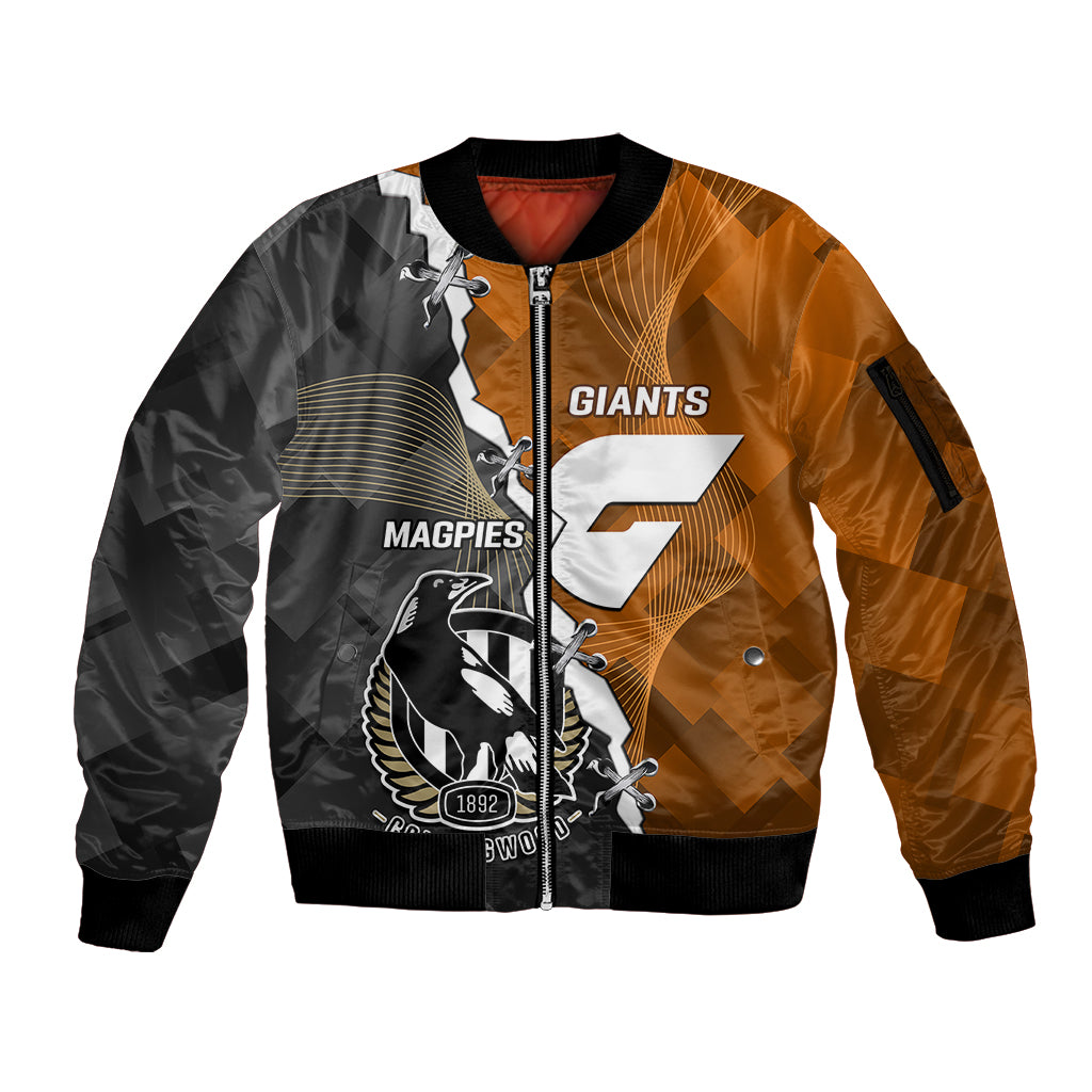 personalised-collingwood-and-giants-football-sleeve-zip-bomber-jacket-2023-together-sporty-style