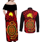 australia-walk-for-yes-couples-matching-off-shoulder-maxi-dress-and-long-sleeve-button-shirts-say-yes-to-australian-indigenous-voice