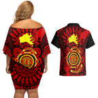 australia-walk-for-yes-couples-matching-off-shoulder-short-dress-and-hawaiian-shirt-say-yes-to-australian-indigenous-voice