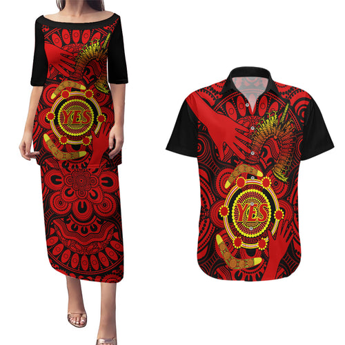 australia-walk-for-yes-couples-matching-puletasi-dress-and-hawaiian-shirt-say-yes-to-australian-indigenous-voice