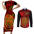 australia-walk-for-yes-couples-matching-short-sleeve-bodycon-dress-and-long-sleeve-button-shirts-say-yes-to-australian-indigenous-voice