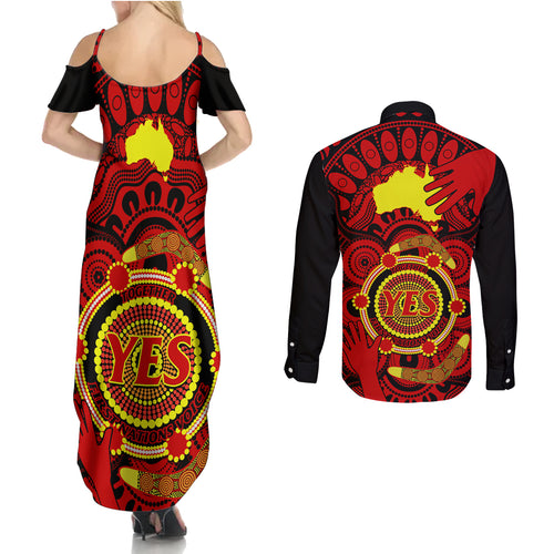 australia-walk-for-yes-couples-matching-summer-maxi-dress-and-long-sleeve-button-shirts-say-yes-to-australian-indigenous-voice