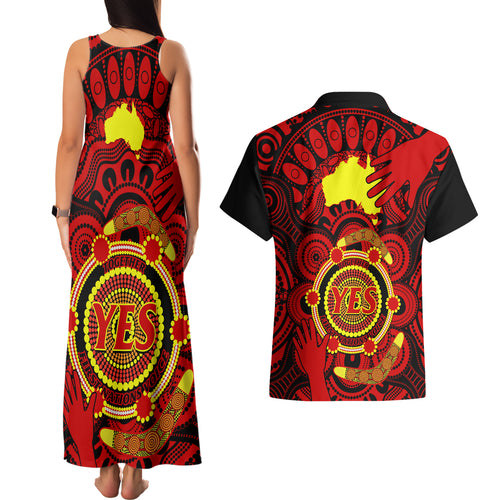 australia-walk-for-yes-couples-matching-tank-maxi-dress-and-hawaiian-shirt-say-yes-to-australian-indigenous-voice