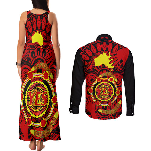 australia-walk-for-yes-couples-matching-tank-maxi-dress-and-long-sleeve-button-shirts-say-yes-to-australian-indigenous-voice