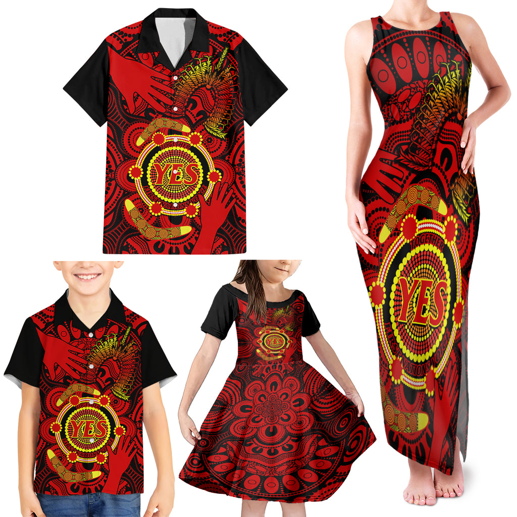australia-walk-for-yes-family-matching-tank-maxi-dress-and-hawaiian-shirt-say-yes-to-australian-indigenous-voice