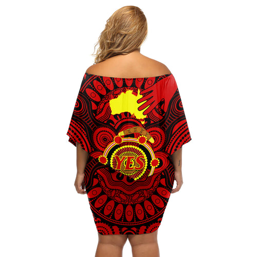 australia-walk-for-yes-off-shoulder-short-dress-say-yes-to-australian-indigenous-voice