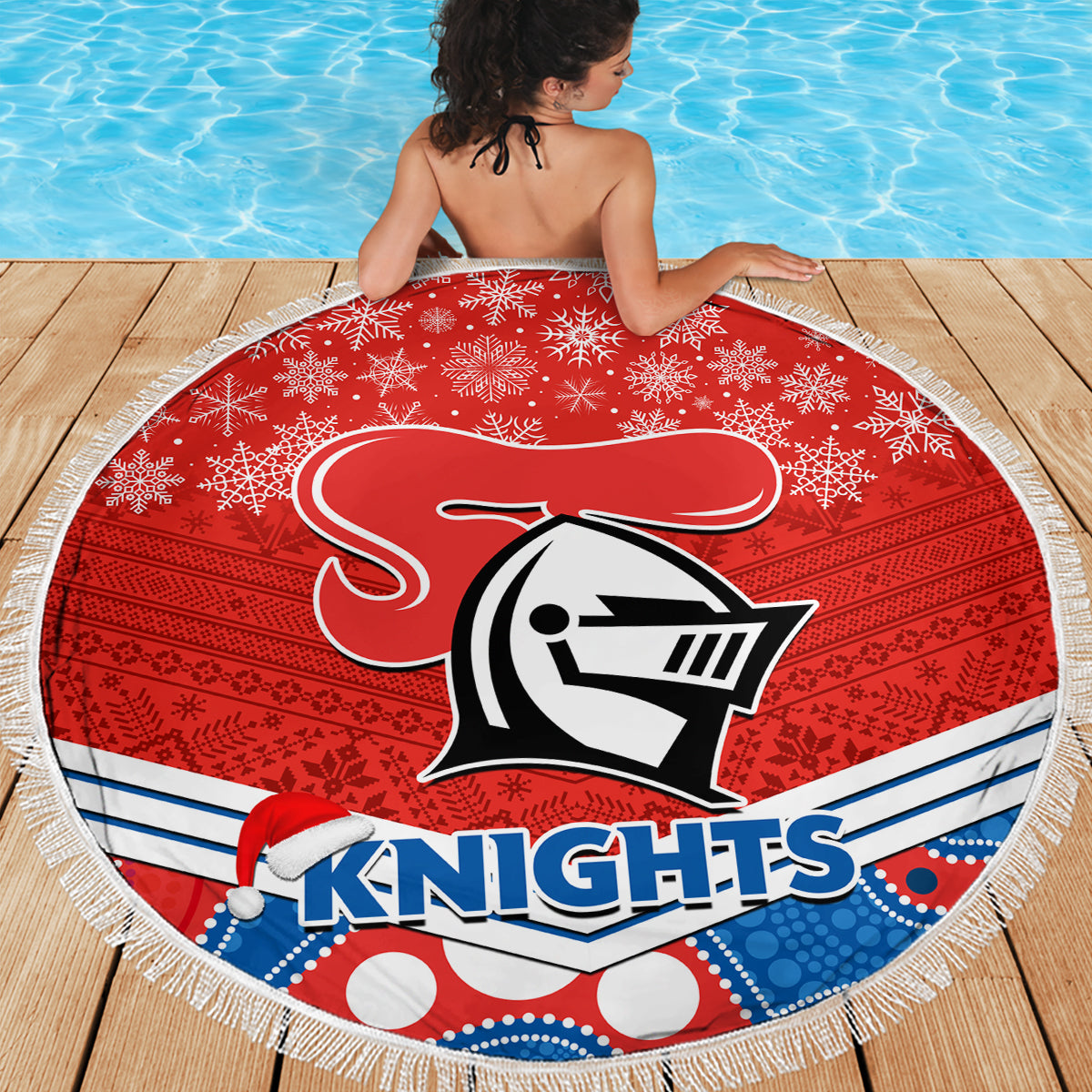 custom-knights-rugby-christmas-beach-blanket-merry-xmas-2023-mix-aboriginal-art