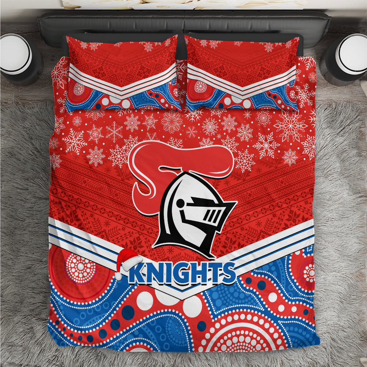 custom-knights-rugby-christmas-bedding-set-merry-xmas-2023-mix-aboriginal-art