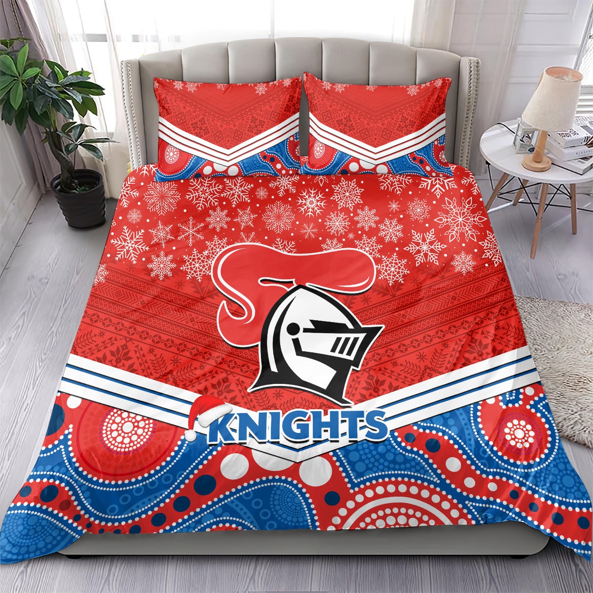 custom-knights-rugby-christmas-bedding-set-merry-xmas-2023-mix-aboriginal-art