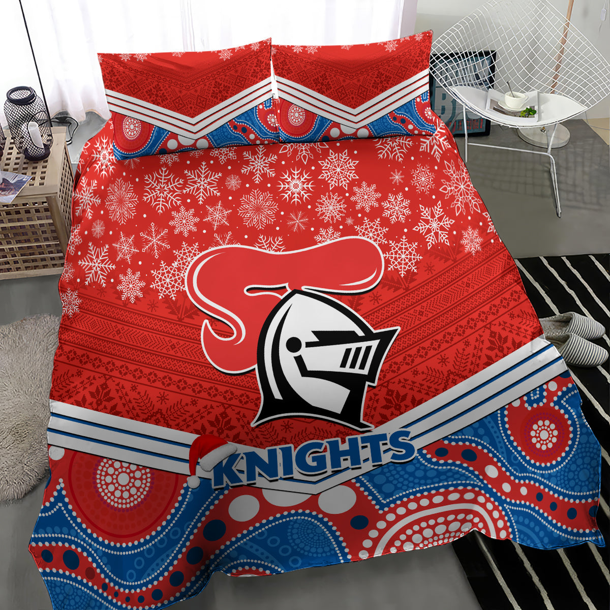 custom-knights-rugby-christmas-bedding-set-merry-xmas-2023-mix-aboriginal-art