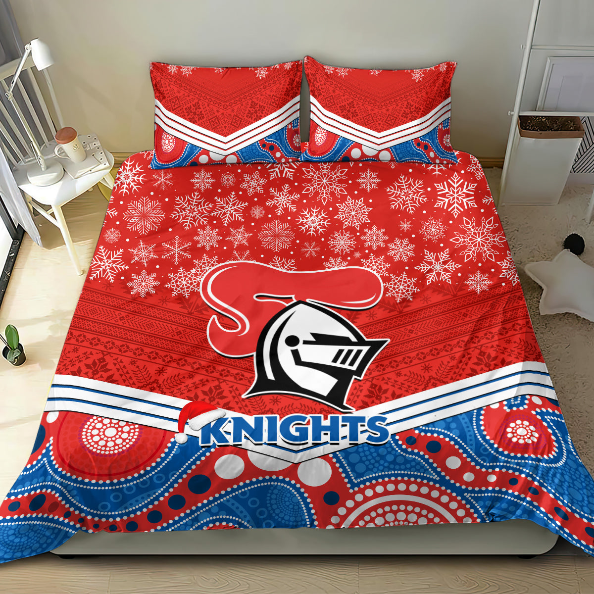 custom-knights-rugby-christmas-bedding-set-merry-xmas-2023-mix-aboriginal-art