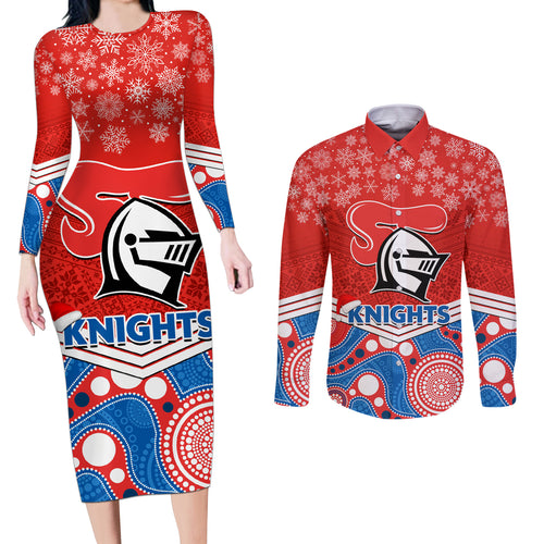 custom-knights-rugby-christmas-couples-matching-long-sleeve-bodycon-dress-and-long-sleeve-button-shirt-merry-xmas-2023-mix-aboriginal-art