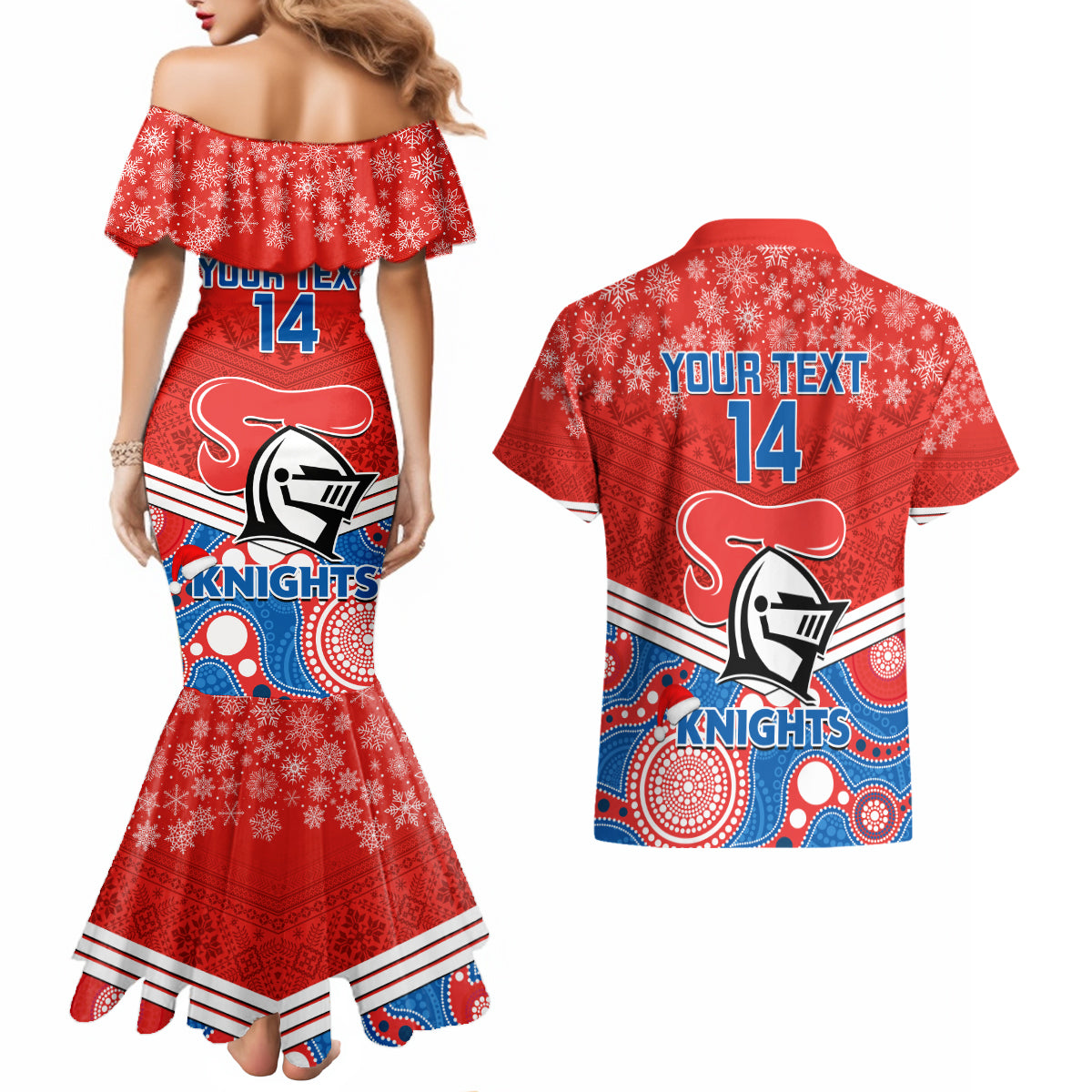 custom-knights-rugby-christmas-couples-matching-mermaid-dress-and-hawaiian-shirt-merry-xmas-2023-mix-aboriginal-art