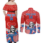 custom-knights-rugby-christmas-couples-matching-off-shoulder-maxi-dress-and-long-sleeve-button-shirt-merry-xmas-2023-mix-aboriginal-art