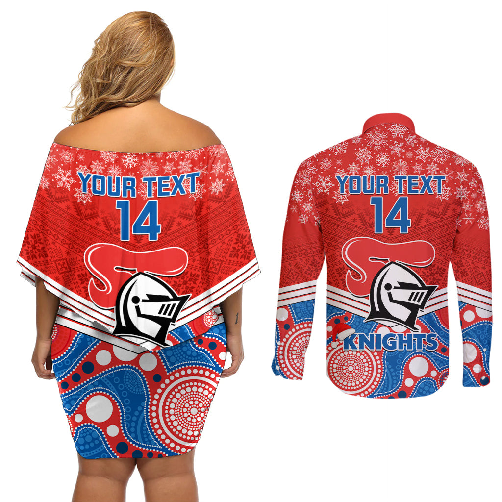 custom-knights-rugby-christmas-couples-matching-off-shoulder-short-dress-and-long-sleeve-button-shirt-merry-xmas-2023-mix-aboriginal-art