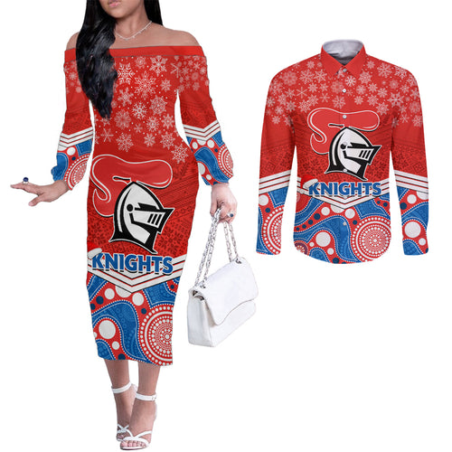 custom-knights-rugby-christmas-couples-matching-off-the-shoulder-long-sleeve-dress-and-long-sleeve-button-shirt-merry-xmas-2023-mix-aboriginal-art