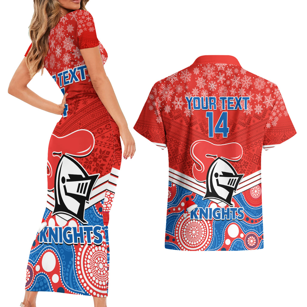 custom-knights-rugby-christmas-couples-matching-short-sleeve-bodycon-dress-and-hawaiian-shirt-merry-xmas-2023-mix-aboriginal-art