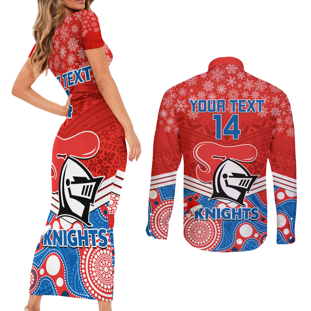 custom-knights-rugby-christmas-couples-matching-short-sleeve-bodycon-dress-and-long-sleeve-button-shirt-merry-xmas-2023-mix-aboriginal-art
